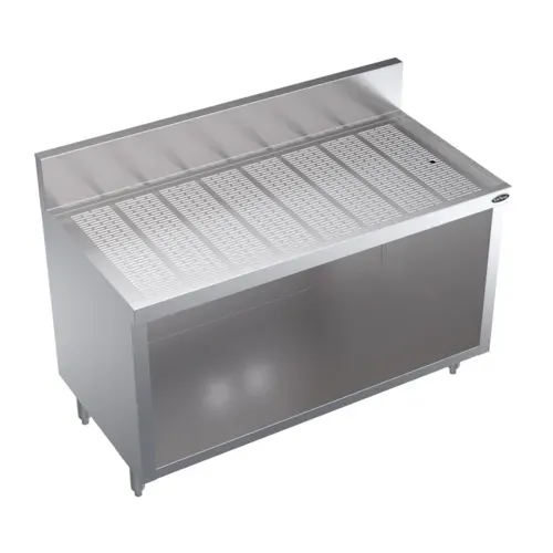 Krowne Metal Krowne Metal KR24-S48 Underbar Drainboard, Freestanding with 6-1/2"H Backsplash Open Front Base - 48"W x 24"D