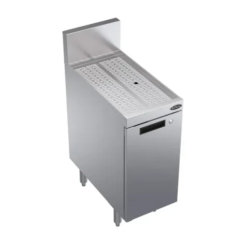 Krowne Metal Krowne Metal KR24-SD12 Underbar Drainboard, Freestanding with 6-1/2"H Backsplash Cabinet Base with Hinged Door - 12"W x 24"D