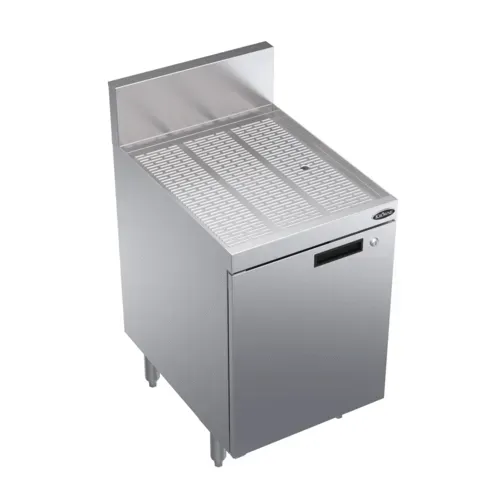Krowne Metal Krowne Metal KR24-SD18 Underbar Drainboard, Freestanding with 6-1/2"H Backsplash Cabinet Base with Hinged Door - 18"W x 24"D