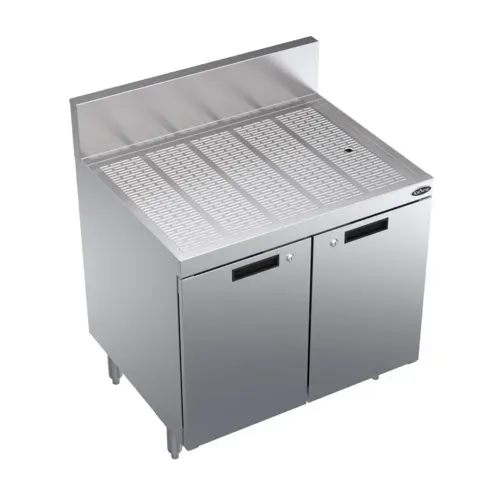 Krowne Metal Krowne Metal KR24-SD30 Underbar Drainboard, Freestanding with 6-1/2"H Backsplash Cabinet Base with Hinged Doors - 30"W x 24"D