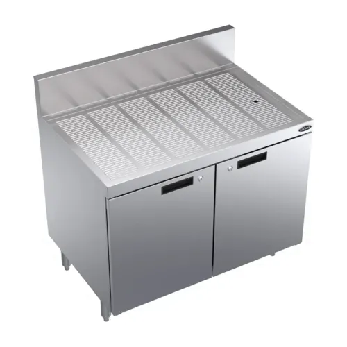 Krowne Metal Krowne Metal KR24-SD36 Underbar Drainboard, Freestanding with 6-1/2"H Backsplash Cabinet Base with Hinged Doors - 36"W x 24"D