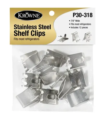 Krowne Metal Krowne Metal P30-318 Krowne 12-Pack Snap-In Shelf Supports for Refrigerators- Stainless Steel