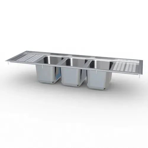 LaCrosse Cooler DI53CD Type 304 Stainless Steel 10" x 14" x 9-3/4" 3 Compartment Drop-In Sink / Deck Mount Low-Lead Faucet