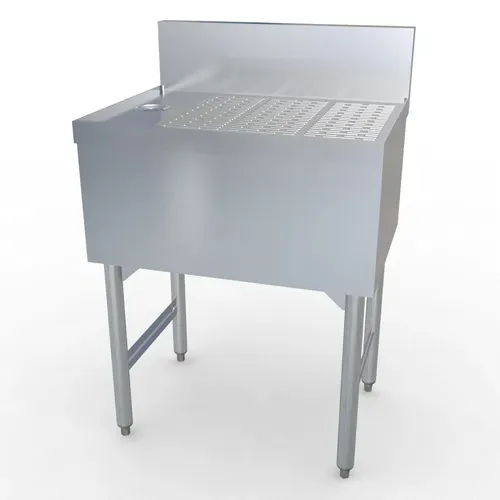 LaCrosse Cooler SDW24 Underbar Drainboard, Freestanding with Stainless and Galvanized Steel Construction 4"H Backsplash - 24"W x 19"D