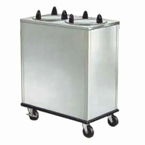 Lakeside Manufacturing 5207 Stainless Steel Enclosed Base 2 Stack Unheated Mobile Plate Dish Dispenser for 6-5/8" to 7-1/4" Dishes