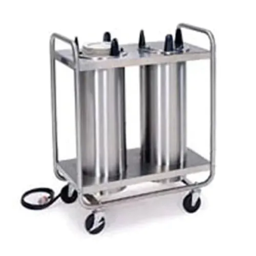 Lakeside Manufacturing 8205 Stainless Steel Open Tubular Frame 2 Stack Heated Mobile Plate Dish Dispenser for 5-1/8" to 5-3/4" Dishes