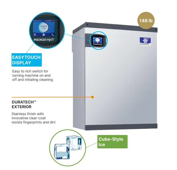Manitowoc IBT1020C 22" Half-Dice Ice Maker, Cube-Style - 1000-1500 lbs/24 Hr Ice Production, Air-Cooled, 115 Volts