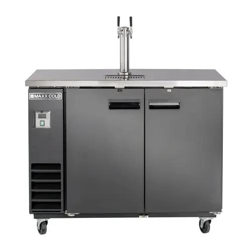 Maxx Cold MXBD48-1BHC 2 Taps 1/2 Barrel Draft Beer Cooler - Black, 2 Kegs Capacity, 115 Volts