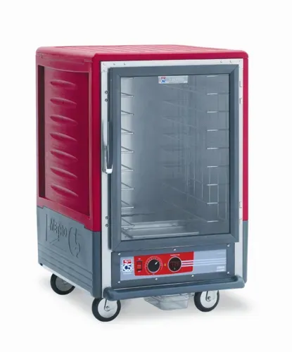 Metro C535-HLFC-4A C5™ 3 Series with Red Insulation Armour™ Half Height Clear Door Mobile Heated Holding Cabinet, 120 Volts