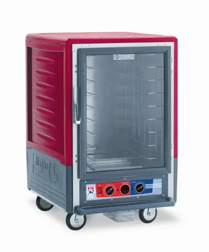 Metro C535-MFC-4 C5™ 3 Series with Red Insulation Armour™ Half Height Clear Door Insulated Mobile Proofing and Holding Cabinet, 120 Volts