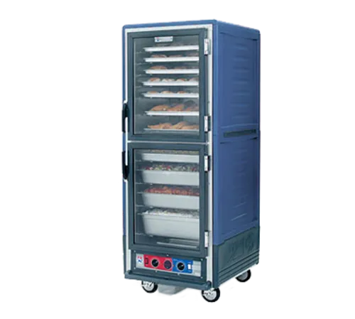Metro C539-HLDC-4-BUA C5™ 3 Series with Blue Insulation Armour™ Full Height Clear Door Mobile Heated Holding Cabinet, 120 Volts