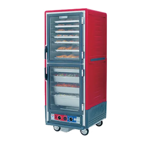 Metro C539-HLDC-4 C5™ 3 Series with Red Insulation Armour™ Full Height Clear Door Mobile Heated Holding Cabinet, 120 Volts