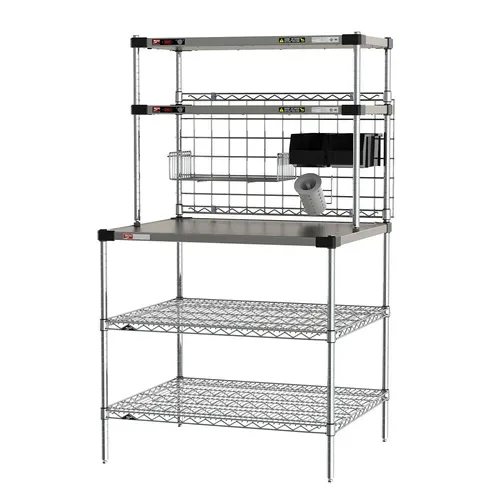 Metro Metro CRHSP-3036 Prep Workstation with Overhead Heated Shelves,  (1) 36"W x 30"D reinforced stainless steel shelf