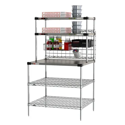 Metro Metro CRHSP-3036 Prep Workstation with Overhead Heated Shelves,  (1) 36"W x 30"D reinforced stainless steel shelf