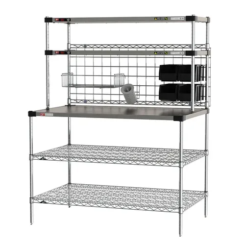 Metro Metro CRHSP-3048 Prep Workstation with Overhead Heated Shelves,  (1) 48"W x 30"D reinforced stainless steel shelf