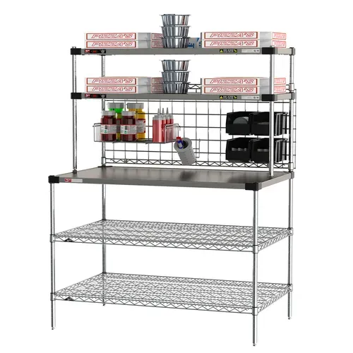 Metro Metro CRHSP-3048 Prep Workstation with Overhead Heated Shelves,  (1) 48"W x 30"D reinforced stainless steel shelf