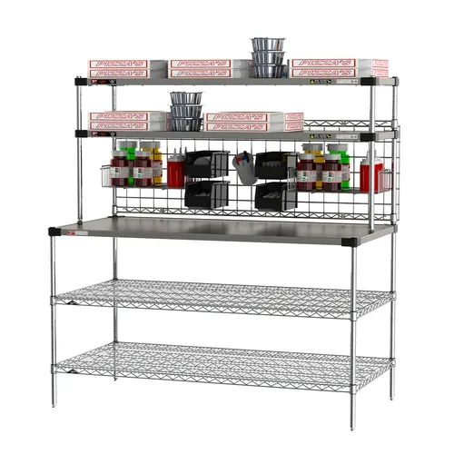 Metro Metro CRHSP-3060 Prep Workstation with Overhead Heated Shelves,  (1) 60"W x 30"D reinforced stainless steel shelf