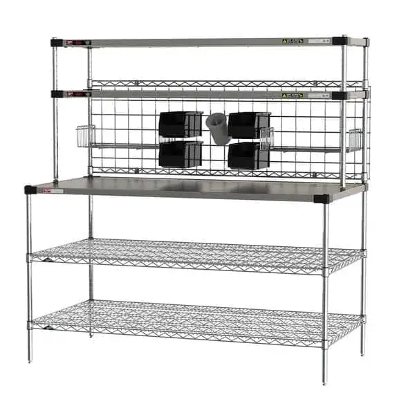 Metro CRHSP-3060 Prep Workstation with Overhead Heated Shelves,  (1) 60"W x 30"D reinforced stainless steel shelf