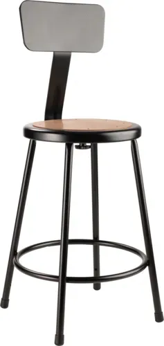National Public Seating National Public Seating 6224B-10 NPS® 24" Heavy Duty Steel Stool with Backrest