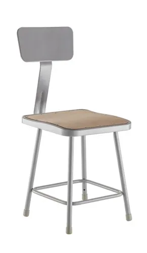 National Public Seating National Public Seating 6318B NPS® 18" Heavy Duty Steel Stool with Backrest
