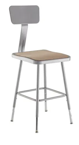National Public Seating National Public Seating 6318HB NPS® Heavy Duty Steel Stool with Backrest