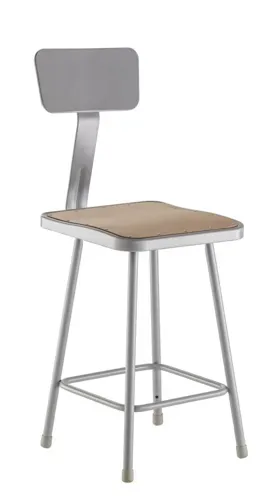 National Public Seating National Public Seating 6324B NPS® 24" Heavy Duty Steel Stool with Backrest