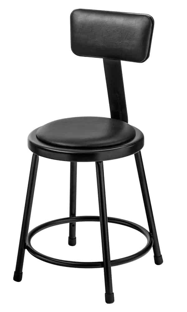 National Public Seating 6418B-10 18" Black Stool with Padded Seat and Backrest