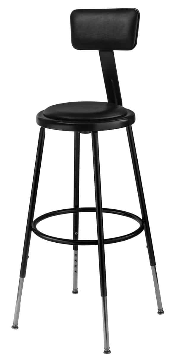 National Public Seating 6424HB-10 25-33" Black Adj. Stool with Padded Seat and Backrest National Public Seating 6424HB-10 25-33" Black Adj. Stool with Padded Seat and Backrest