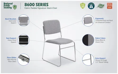 National Public Seating National Public Seating 8660 NPS® 8600 Series Fabric Padded Signature Stack