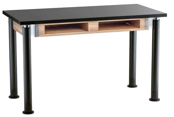 National Public Seating SLT2448AH-10-BC Adjustable Height Chem-Res Top w/ Book Compartments Science Table with Black Legs National Public Seating SLT2448AH-10-BC Adjustable Height Chem-Res Top w/ Book Compartments Science Table with Black Legs