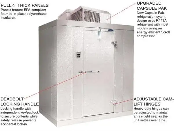 Nor-Lake KLF66-C 6' x 6' x 6'-7" H Kold Locker Indoor Freezer with floor