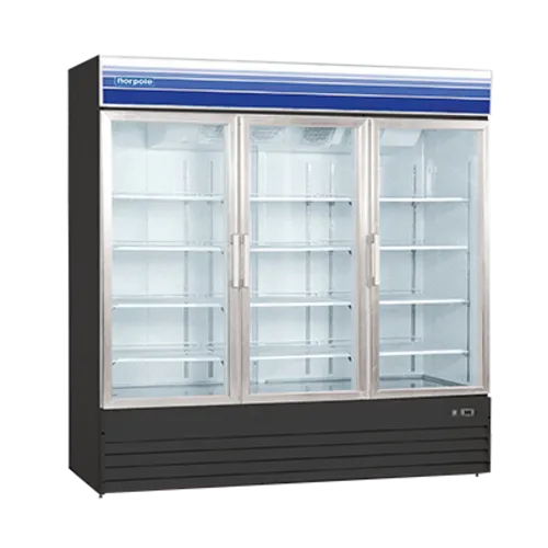 Norpole NPGR3-SB 78.00'' Black 3 Section Swing Refrigerated Glass Door Merchandiser