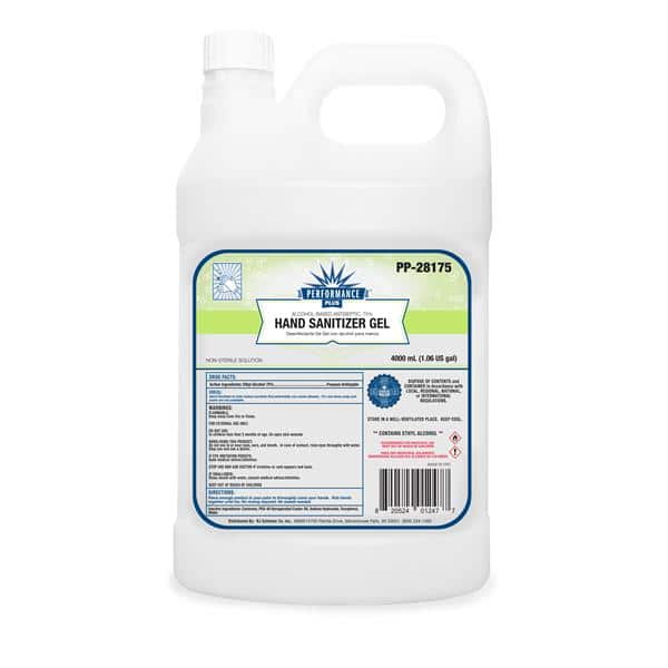 Performance Plus Gel Hand Sanitizer 75% Alcohol w/ Pumps, Clear, Sq Bottle, 4 Liter 4 / cs