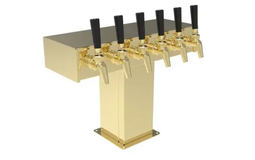 Perlick Corporation 4006-6BTF Tee Draft Beer Tower, Countertop, Glycol-Cooled - 17-3/8"W x 12-15/16"H