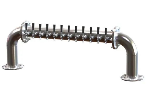 Perlick Corporation 4066-12 Pass-Thru Brew Pipe Draft Beer Tower, Countertop, Glycol-Cooled - 56-1/16"W x 17-1/2"H