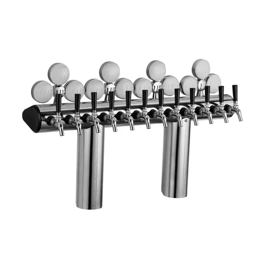 Perlick Corporation 66500P-12BPCIM Illuminated Winged Bridge Draft Beer Tower, Countertop, Glycol-Cooled - 36-3/4"W x 22-1/4"H O.A.