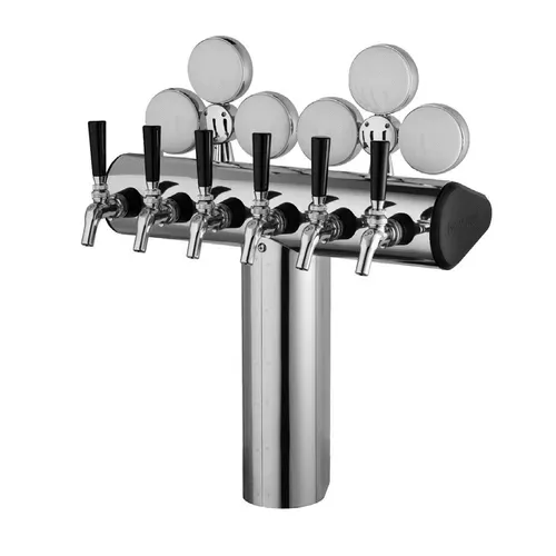 Perlick Corporation 66500P-4BIM Illuminated Winged Tee Draft Beer Tower, Countertop, Glycol-Cooled - 12-3/4"W x 22-1/4"H O.A.