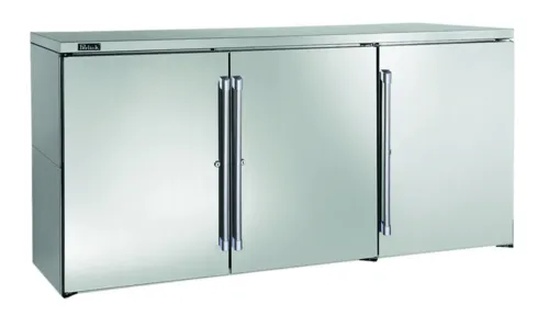 Perlick Perlick Corporation BBR72 Silver 3 Solid Door Refrigerated Back Bar Storage Cabinet, 120 Volts