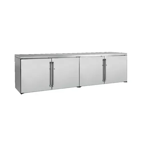 Perlick Corporation BBRLP96 Silver 4 Solid Door Refrigerated Back Bar Storage Cabinet, 120 Volts