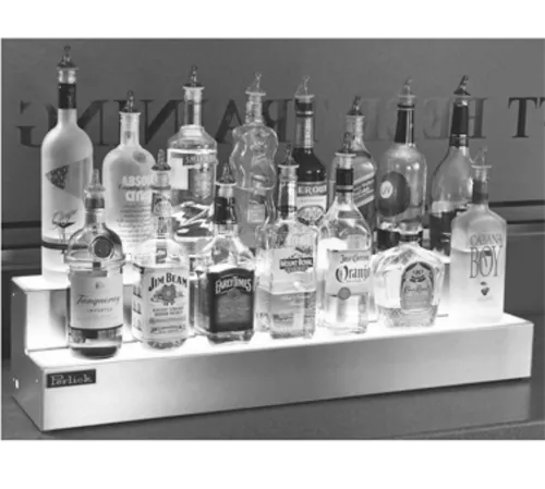 Perlick Corporation LMD2-72L Lighted Liquor Bottle Display, Countertop, 2-Tier with White LED Lighting, - 72"W x 8"D x 8.5"H