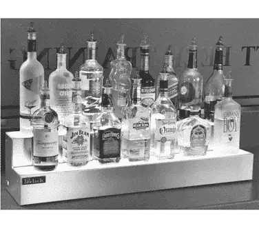 Perlick Corporation LMD2-72L Lighted Liquor Bottle Display, Countertop, 2-Tier with White LED Lighting, - 72"W x 8"D x 8.5"H