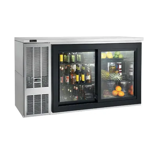 Perlick Perlick Corporation SDBS60 Silver 2 Glass Door Refrigerated Back Bar Storage Cabinet, 120 Volts