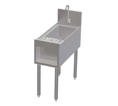 Perlick Corporation TSCE12PS-RC Underbar Sink Unit, 1 Compartment, Stainless Steel, with 6"H Backsplash and without Drainboard / Faucet Not Included - 12"W x 27.56"D