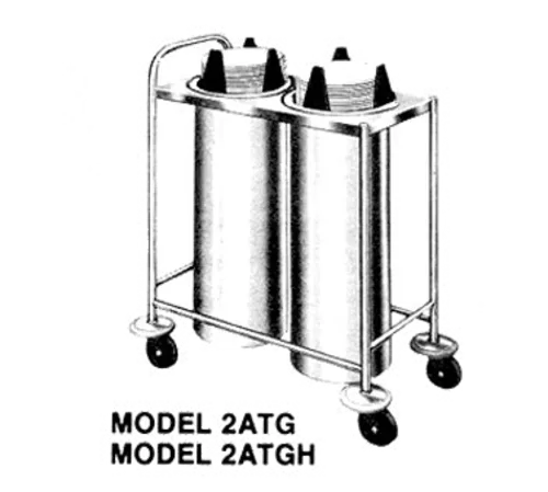 Piper Products 2ATGH6 Stainless Steel Open Tubular Frame 2 Stack Heated Mobile Plate Dish Dispenser for 8-3/8" to 9-1/4" Dishes