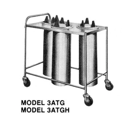 Piper Products 3ATGH5 Stainless Steel Open Tubular Frame 3 Stack Heated Mobile Plate Dish Dispenser for 7-1/2" to 8-1/4" Dishes