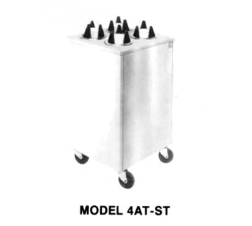 Piper Products 4AT5-ST Stainless Steel Enclosed Base 4 Stack Unheated Mobile Plate Dish Dispenser for 7-1/2" to 8-1/4" Dishes