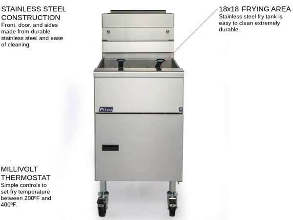 Pitco Pitco SG18-S Solstice Series 51 - 90 lb. Gas Floor Model Full Pot Fryer with Millivolt Controls - 140,000 BTU (Sale)