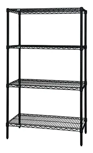 Quantum Food Service WR54-1824BK NSF 4 Shelf 600 - 800 lb. Black Epoxy Starter Wire Shelving Unit