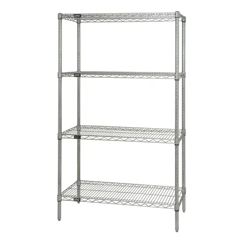 Quantum Food Service WR63-1242C NSF 4 Shelf 600 - 800 lb. Chrome Starter Wire Shelving Unit