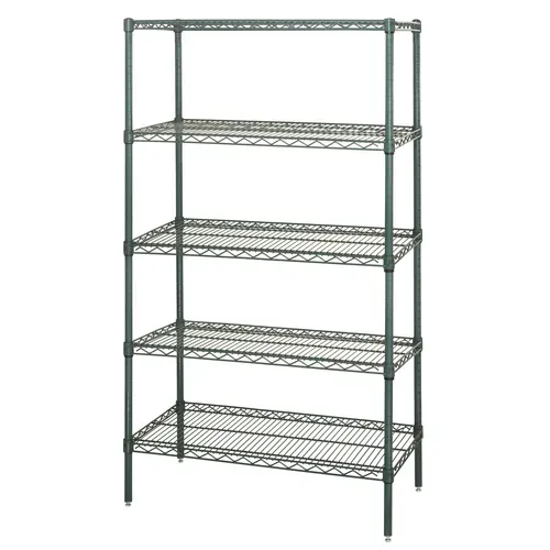 Quantum Food Service WR63-1848P-5 NSF 5 Shelf 600 - 800 lb. Green Epoxy Starter Wire Shelving Unit